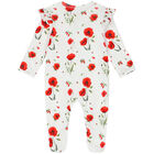 Baby Girls White & Red Poppies Babygrow, 1, hi-res
